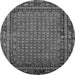 Round Machine Washable Oriental Gray Industrial Rug, wshurb2416gry