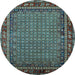 Round Oriental Light Blue Industrial Rug, urb2416lblu