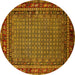 Round Oriental Yellow Industrial Rug, urb2416yw