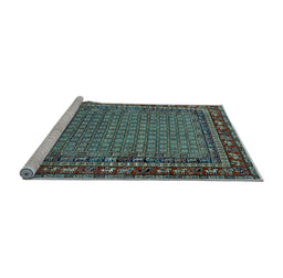 Sideview of Machine Washable Oriental Light Blue Industrial Rug, wshurb2416lblu