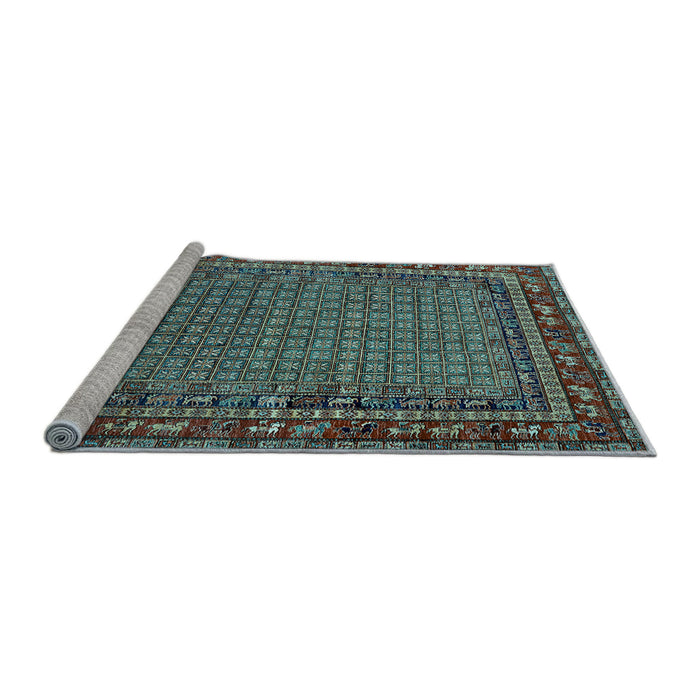 Sideview of Machine Washable Oriental Light Blue Industrial Rug, wshurb2416lblu