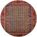 Round Mid-Century Modern Orange Brown Oriental Rug, urb2416