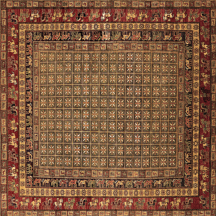 Square Oriental Brown Industrial Rug, urb2416brn