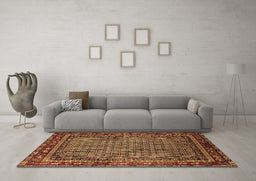 Machine Washable Oriental Brown Industrial Rug in a Living Room,, wshurb2416brn