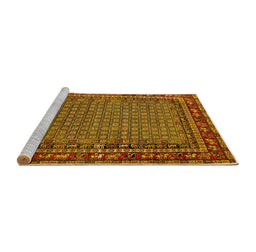 Sideview of Machine Washable Oriental Yellow Industrial Rug, wshurb2416yw