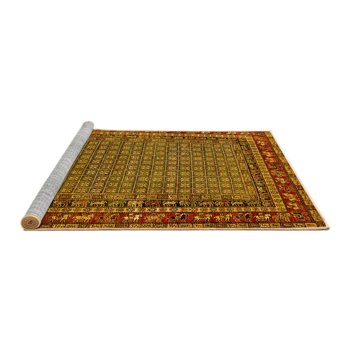 Sideview of Machine Washable Oriental Yellow Industrial Rug, wshurb2416yw