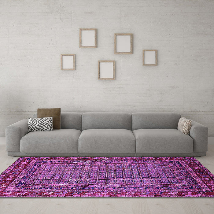 Machine Washable Oriental Purple Industrial Area Rugs in a Living Room, wshurb2416pur