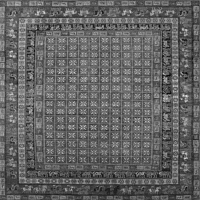 Square Machine Washable Oriental Gray Industrial Rug, wshurb2416gry