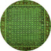 Round Oriental Green Industrial Rug, urb2416grn