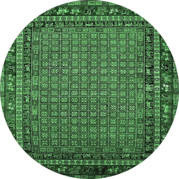Round Oriental Emerald Green Industrial Rug, urb2416emgrn
