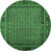 Round Oriental Emerald Green Industrial Rug, urb2416emgrn