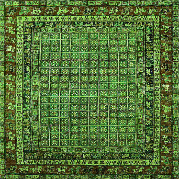 Square Oriental Green Industrial Rug, urb2416grn