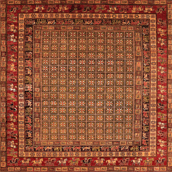 Square Oriental Orange Industrial Rug, urb2416org
