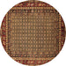 Round Oriental Brown Industrial Rug, urb2416brn