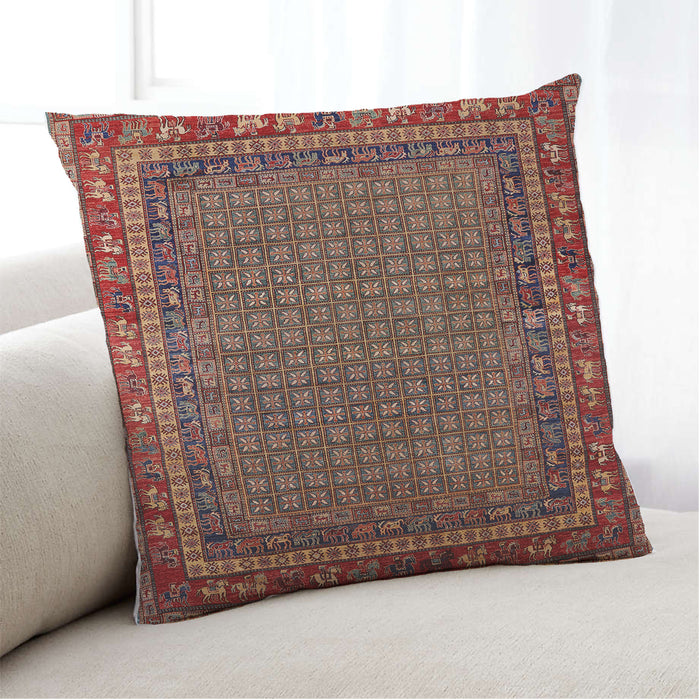 Lifestyle Image of Mid-Century Modern Urban Square Orange Brown Throw Pillow, 18 inch by 18 inch, pwurb2416