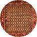 Round Machine Washable Oriental Orange Industrial Area Rugs, wshurb2416org