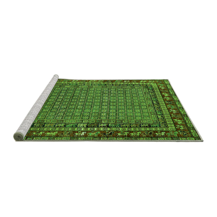 Sideview of Machine Washable Oriental Green Industrial Area Rugs, wshurb2416grn