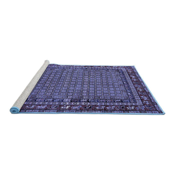 Sideview of Machine Washable Oriental Blue Industrial Rug, wshurb2416blu