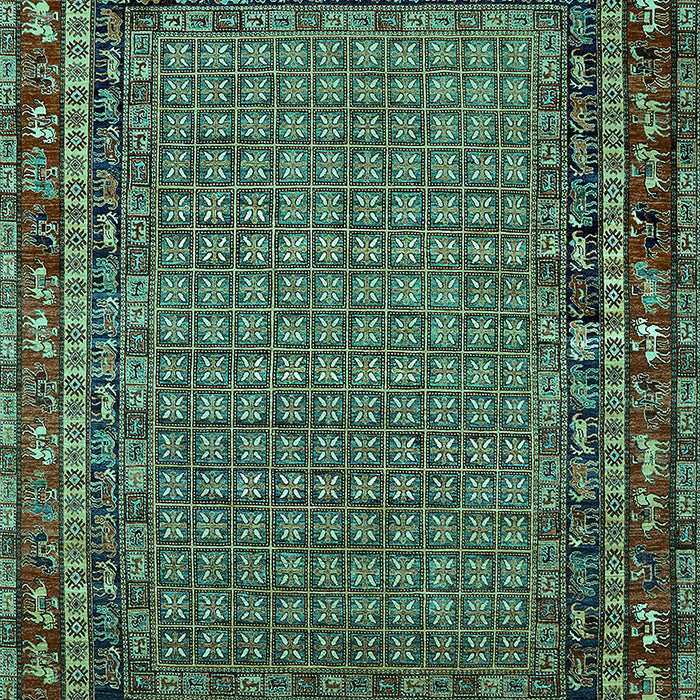 Machine Washable Oriental Turquoise Industrial Area Rugs, wshurb2416turq