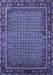 Machine Washable Oriental Blue Industrial Rug, wshurb2416blu