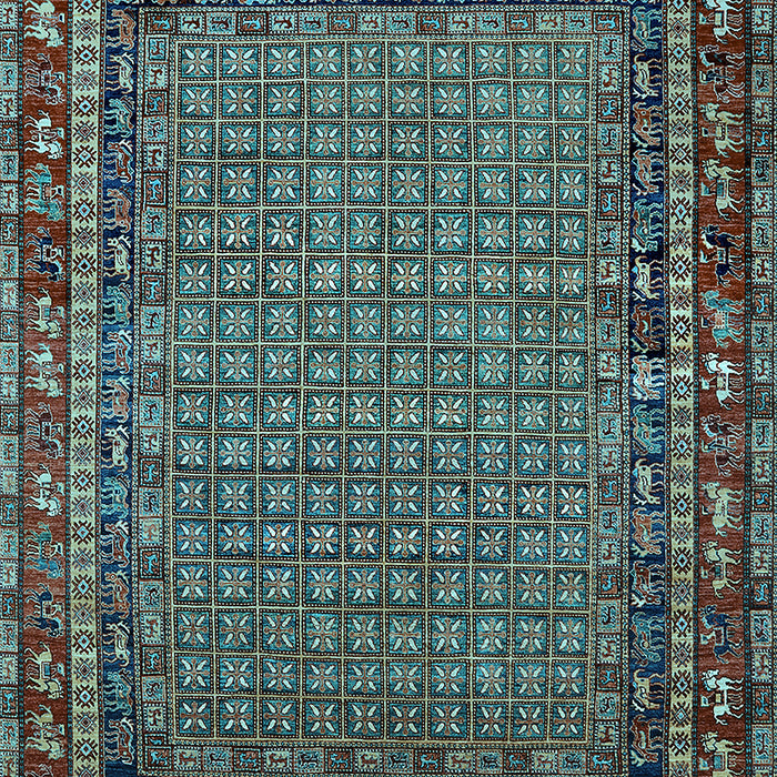 Machine Washable Oriental Light Blue Industrial Rug, wshurb2416lblu
