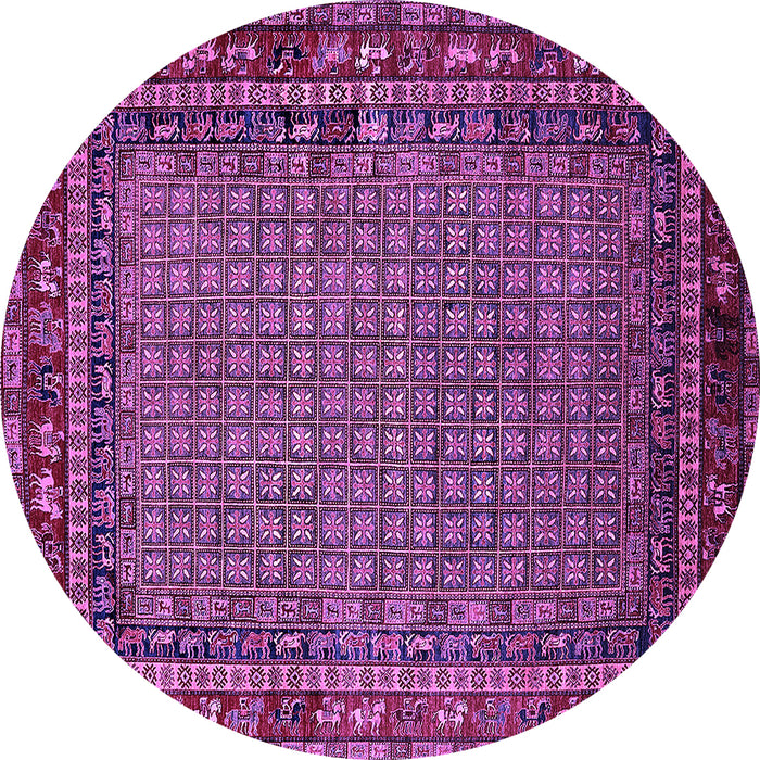 Round Machine Washable Oriental Purple Industrial Area Rugs, wshurb2416pur