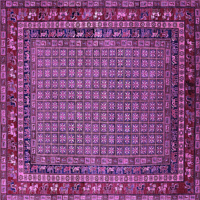 Square Machine Washable Oriental Purple Industrial Area Rugs, wshurb2416pur