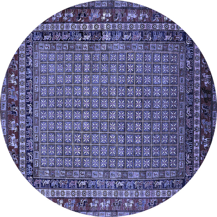 Round Oriental Blue Industrial Rug, urb2416blu