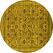 Round Oriental Yellow Industrial Rug, urb2417yw