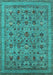 Machine Washable Oriental Turquoise Industrial Area Rugs, wshurb2417turq