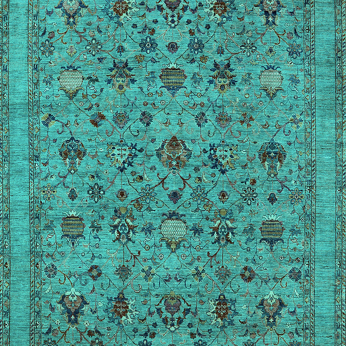 Machine Washable Oriental Turquoise Industrial Area Rugs, wshurb2417turq