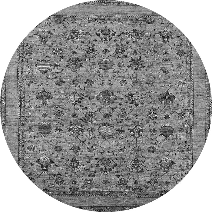 Round Oriental Gray Industrial Rug, urb2417gry