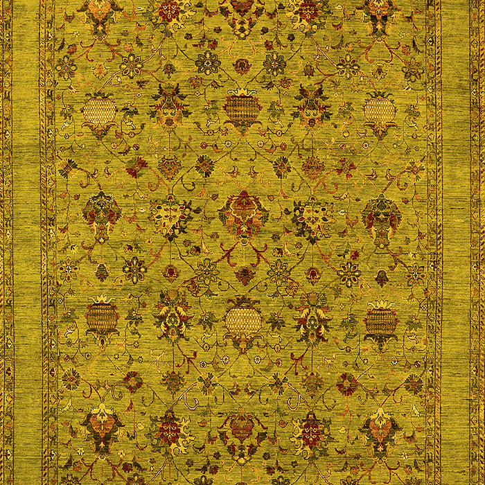 Machine Washable Oriental Yellow Industrial Rug, wshurb2417yw