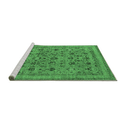 Sideview of Machine Washable Oriental Emerald Green Industrial Area Rugs, wshurb2417emgrn