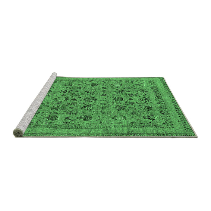 Sideview of Machine Washable Oriental Emerald Green Industrial Area Rugs, wshurb2417emgrn