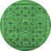 Round Oriental Emerald Green Industrial Rug, urb2417emgrn