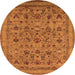 Round Machine Washable Oriental Orange Industrial Area Rugs, wshurb2417org