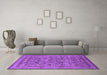 Machine Washable Oriental Purple Industrial Area Rugs in a Living Room, wshurb2417pur