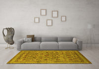 Machine Washable Oriental Yellow Industrial Rug, wshurb2417yw