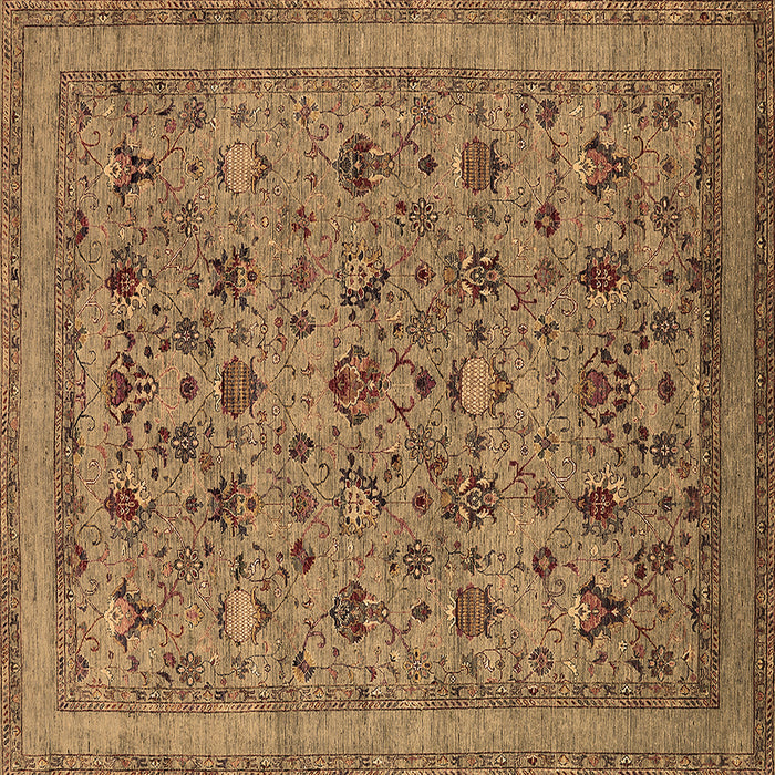 Square Oriental Brown Industrial Rug, urb2417brn