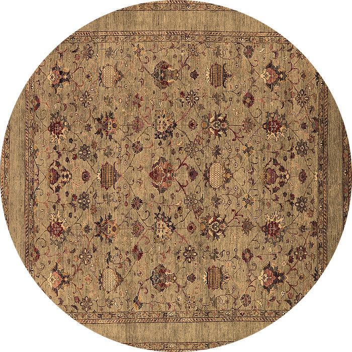 Round Oriental Brown Industrial Rug, urb2417brn