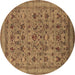 Round Oriental Brown Industrial Rug, urb2417brn