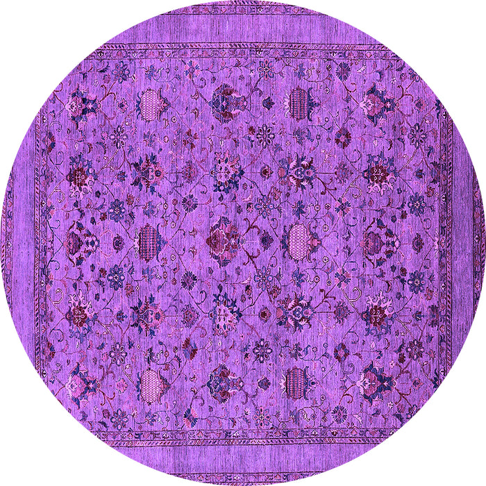 Round Machine Washable Oriental Purple Industrial Area Rugs, wshurb2417pur