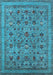 Machine Washable Oriental Light Blue Industrial Rug, wshurb2417lblu