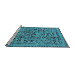 Sideview of Machine Washable Oriental Light Blue Industrial Rug, wshurb2417lblu
