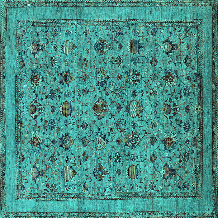 Square Oriental Turquoise Industrial Rug, urb2417turq