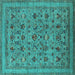 Square Oriental Turquoise Industrial Rug, urb2417turq