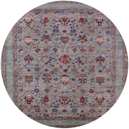Round Mid-Century Modern Rosy Brown Pink Oriental Rug, urb2417