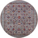 Round Mid-Century Modern Rosy Brown Pink Oriental Rug, urb2417