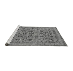 Sideview of Machine Washable Oriental Gray Industrial Rug, wshurb2417gry